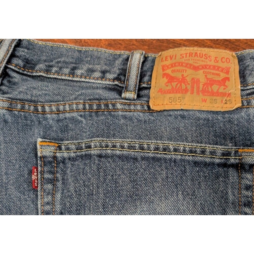 Levis 505 38x29 Regular Fit Straight Leg Mens Jeans Medium Wash Denim